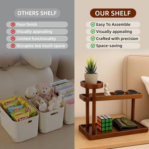 Bamboo Cosmetic Organizer 3 Tier Desktop Storage Rack For Makeup Perfume Lipstick Eco Friendly Multipurpose Organization - Product Image 1