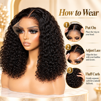 Prix d'usine Perruque de cheveux humains vierges birmans bruts, densité 300%, SDD Pixel Curl, Lace Frontal 13x4, entièrement nouée à la main, bouclée profonde