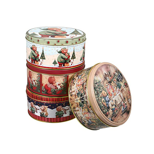 Decorative Christmas Metal Candies Biscuits Gifts Storage Box Cookie Tin Can