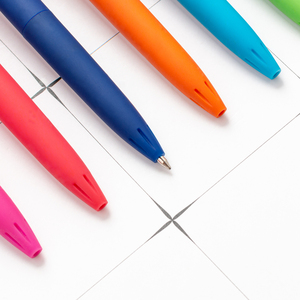 Promotion Plastic Rubber Coated 0.7mm Sports Multi-Functional Ballpoint <b>Pen</b> <b>Colorful</b> School Stationery Custom Logo Back - Product Image 3