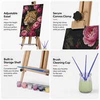 Kit de peinture par numéros DIY - Tigre coréen, fleurs roses, toile, peinture acrylique écologique pour adultes et enfants, décoration intérieure (sans cadre)