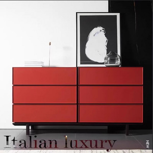 Italian Style Lacquered Six <b>Drawer</b> Chest Of <b>Drawers</b> Modern Minimalist <b>Storage</b> Cabinet 100x40x80cm <b>For</b> Bedroom And Dining Room - Product Image 2