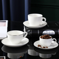 Stock en usine-OEM/ODM, ensemble de tasses à café blanches pour restaurants et hôtels, ensemble de tasses à thé en céramique avec logo personnalisé