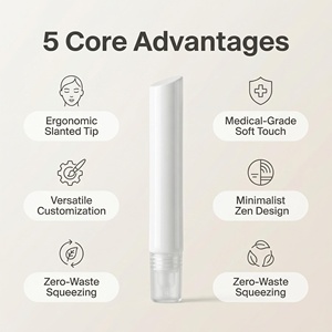 Tubo cosmético de PE blanco suave vacío al por mayor de 10/15ml con punta de silicona inclinada y tapa transparente para envasado de brillo labial, crema para ojos y suero - Product Image 2