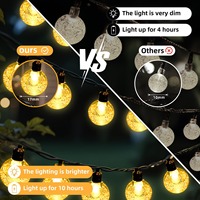 Guirlandes solaires étanches à boules de cristal blanc chaud pour jardin, patio, mariage, fête, décorations de Noël