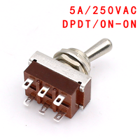 Interrupteur à bascule DPDT 5A 250VAC 6 broches On-on 2 positions, interrupteur momentané DPDT M12