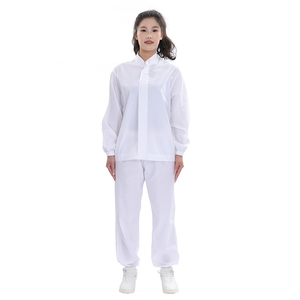 Divisa bianca in cotone a due pezzi <span class=keywords><strong>per</strong></span> l'industria alimentare |   Set di Maglia a Maniche Lunghe e Pantaloni <span class=keywords><strong>da</strong></span> 187 gsm |   Abbigliamento <span class=keywords><strong>da</strong></span> <span class=keywords><strong>Lavoro</strong></span> Igienico OEM - Product Image 4