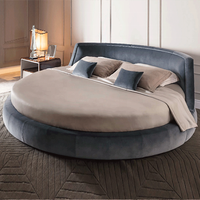 Lit plateforme rond en bois pour chambre à coucher, design moderne et confortable, taille king ou queen