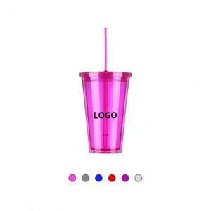 Vaso de Plástico Transparente Multicolor Único a Prueba de Fugas con Pajita para Publicidad, Venta al por Mayor 2026 - Product Image 1