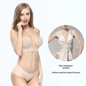 <span class=keywords><strong>Sujetador</strong></span> de silicona de una pieza Deep U, invisible, suave, push-up, sin espalda, cubre el pecho, sexy para mujer con <span class=keywords><strong>tirantes</strong></span> <span class=keywords><strong>desmontables</strong></span> - Product Image 4