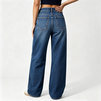 Jean YKK à fermeture éclair pour femme, taille haute, coupe ample, jambe large, style denim oversize