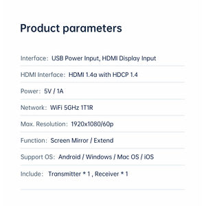 Kabel HD EDUP WD9906A untuk Menghubungkan PC dan Ponsel ke <span class=keywords><strong>TV</strong></span> Full HD, Plug and Play, <span class=keywords><strong>Transmitter</strong></span> dan <span class=keywords><strong>Receiver</strong></span> Nirkabel untuk Layar - Product Image 6