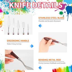 Ensemble <span class=keywords><strong>de</strong></span> couteaux à palette en acier inoxydable <span class=keywords><strong>de</strong></span> haute qualité Foska, à manche ergonomique, pour la <span class=keywords><strong>peinture</strong></span> à l'huile, sur toile et acrylique - Product Image 2