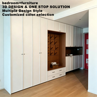 Meubles de maison personnalisés avec éclairage LED et quincaillerie dorée, dotés d'une dressing intégré