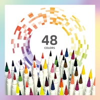 Bestationery Color Marcadores De Arte 48 Marqueurs d'art à base d'eau lavables à pointe pinceau pour coloriage, graffiti et peinture aquarelle