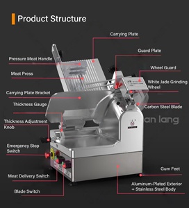Machine à trancher la viande automatique, lame en acier au carbone <span class=keywords><strong>de</strong></span> 12 pouces, épaisseur réglable, pour charcuterie, restaurant, <span class=keywords><strong>boucherie</strong></span> - Product Image 4
