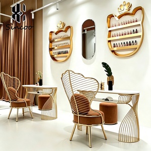 Table de manucure moderne en forme de <span class=keywords><strong>L</strong></span>, bureau à <span class=keywords><strong>ongles</strong></span> en aluminium, mobilier professionnel personnalisé pour salon de beauté et spa Sincoo MT-F0044 - Product Image 1