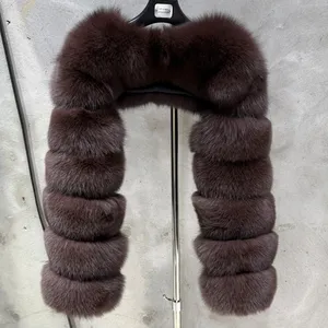 Hot Selling Fashion Arm Sleeve Fur <strong>Shrug</strong> Cropped Top <strong>Women</strong> Fur Long Fox Fur Sleeves - Product Image 1