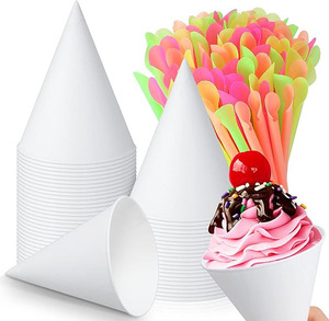Biologisch abbaubarer einweg-eiscremebecher Rim gerolltes kaltes Wasser trinken Kegel geformt 3,7 oz 4,5 oz 6 oz Papier-Kegelbecher - Product Image 3