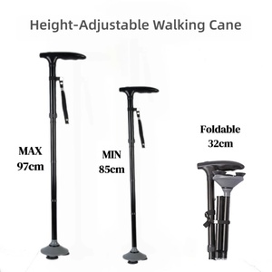 Canne de marche au design innovant avec lumière LED, <span class=keywords><strong>portable</strong></span>, hauteur réglable, ultra-légère, pliable pour les seniors, en aluminium durable - Product Image 3