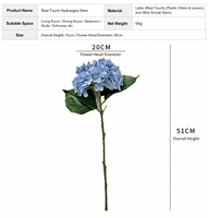 Bunga Hydrangea Latex Real Touch Besar, Realistis, Lembut, Ringan, Ramah Lingkungan, Tahan Lama, untuk Hari Valentine, Kantor, dan Rumah
