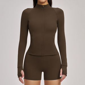 Tuta da Yoga a Maniche Lunghe <span class=keywords><strong>con</strong></span> Zip, Top Sportivo Aderente e Nude, Completo Fitness <span class=keywords><strong>con</strong></span> <span class=keywords><strong>Cappuccio</strong></span> - Product Image 6