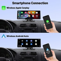 Écran portable sans fil CarPlay Podofo 10,26'' Android Auto, autoradio stéréo, moniteur de voiture avec caméra embarquée DVR + carte 64G OEM