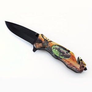 OEM 3D con stampa di cervo con manico tattico coltello multiuso con rivestimento nero con lama pieghevole coltello tascabile da campeggio di sopravvivenza - Product Image 2