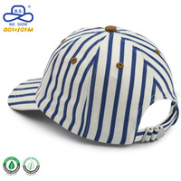 6-Panel Gestreepte Baseballpet Verstelbare Rug Ademende Gaten Visgraat Oxford Stof Voor Camp Street Travel Met Aangepast Logo