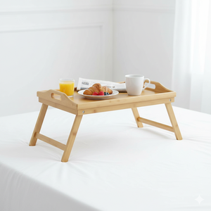 Table de lit pliable en bois pratique pour le petit-déjeuner et l'utilisation d'un ordinateur portable, origine USA - Product Image 1