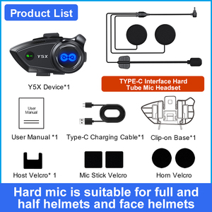 Auriculares de motocicleta Y5X personalizados de fábrica para compartir música 4 personas grupo intercomunicador auriculares de diente azul para casco - Product Image 5