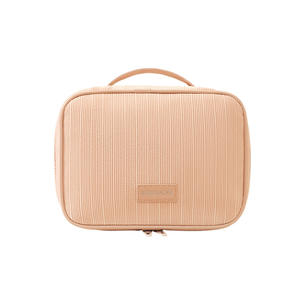 Bolsa de maquillaje Beilian de gran capacidad, rosa, de pana, estuche de viaje para cosméticos con compartimentos para brochas, para mujeres. - Product Image 2