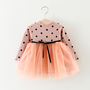 Nuevo Vestido de Moda para Niñas, de Manga Larga, Tejido con Estampado de Puntos, con Tul, Estilo Princesa, para Primavera y Otoño - Product Image 2