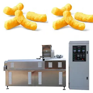 Linha de produção automática de milho puff lanches máquina trigo farinha puffs milho lanche comida fazendo extrusora