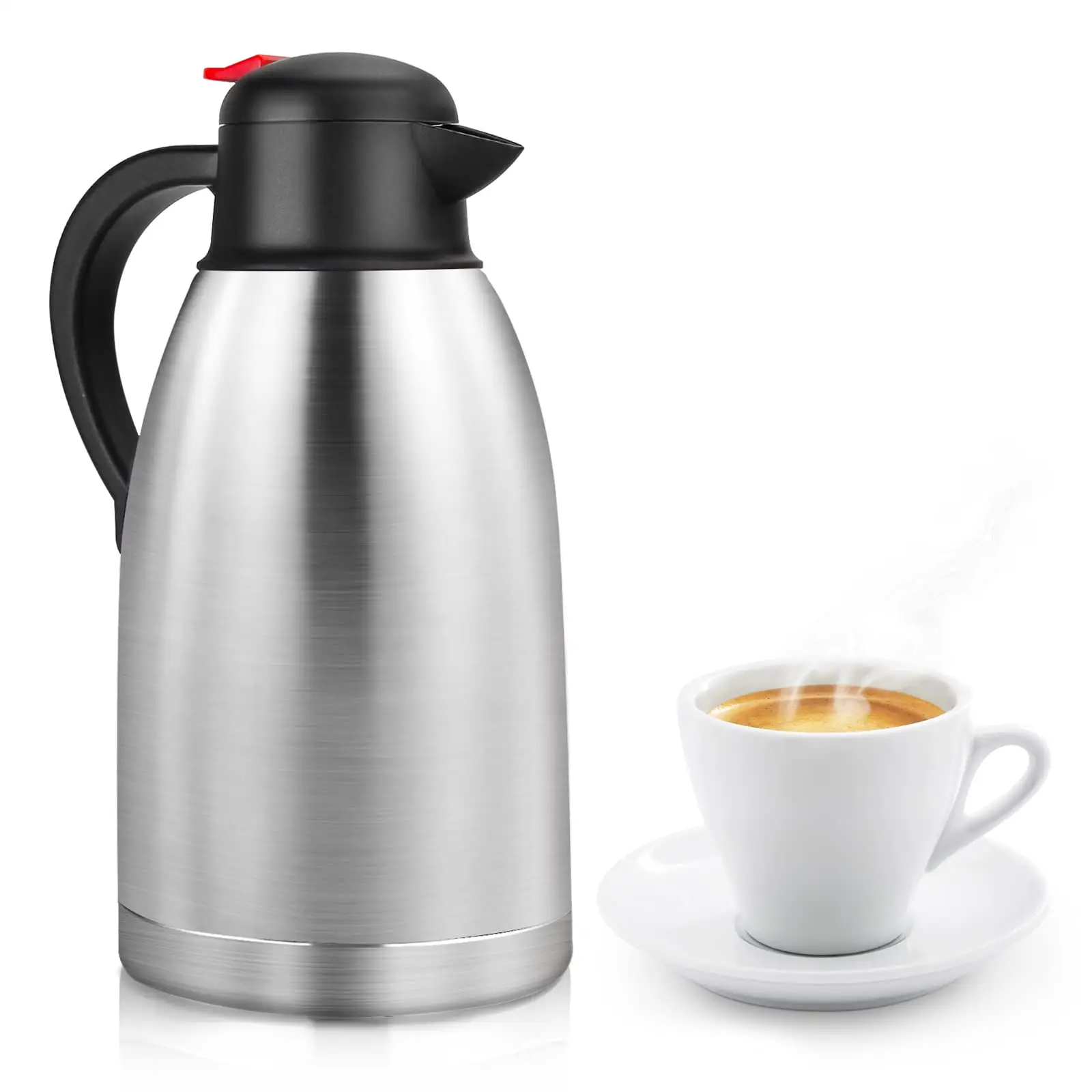 Jarra de café térmica de acero inoxidable de 68oz, contenedor de vacío de doble pared con botón de presión, jarra de café con aislamiento superior