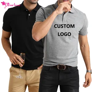 Dear-Lover Custom Logo Wholesale Bulk High Quality Plain White Black Uniform Sport Golf Short Sleeve Solid Polo Shirts For Men