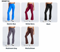 Pantalon de yoga micro-évasé en tricot, coupe ajustée, nouvelle conception Dingtai pour femmes, longueur intégrale, ourlet évasé, en nylon et élasthanne doux, décontracté