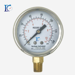 เกจวัดแรงดันไฮดรอลิกสแตนเลส <span class=keywords><strong>SS304</strong></span> แบบท่อ Bourdon จากโรงงาน ขนาด 4 นิ้ว พร้อมเกลียวเชื่อมต่อ NPT1/4 - Product Image 1