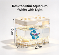 Nouvel aquarium rectangulaire compact et transparent pour poissons rouges et tortues, idéal pour la maison ou le bureau