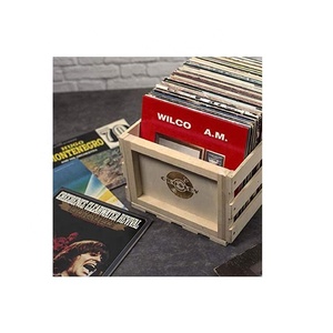 Retro Musique Wooden <strong>Vinyl</strong> LP Record Storage <strong>Crate</strong> on Wheels for Easy Mobility | Holds 80-100 LP's - Product Image 3