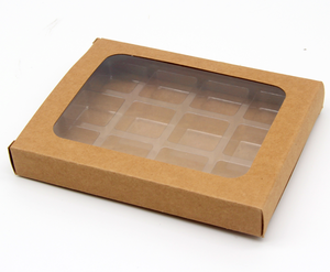 Juego de Cajas de Papel Kraft de Lujo Reciclado, Blancas, de 12 Cavidades, con Ventana Transparente de PVC para Cera Fundida - Product Image 6