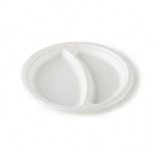 Assiettes à compartiments rondes en pulpe de bagasse - Product Image 4