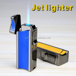 Top Quality Wholesale Metal <b>Torch</b> Lighter Windproof Moxibustion Refillable Butane Gas Manual Cigar Lighter Portable Blue-Flame - Product Image 1
