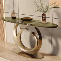 Table console d'entrée de luxe léger au design artistique stable, avec plateau en marbre et structure métallique, modèle BTCT006, pour la maison ou l'hôtel