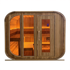 Sauna a Vapore Elettrica da Esterno in Cedro Rosso Canadese Trasparente, Design Moderno, Cubo in Legno Massello - Product Image 6