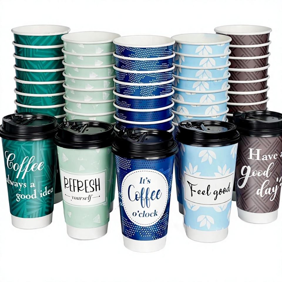 Type 90 Paper Double Wall Paper Cups Custom Logo Recyclable Craft Paper Hot Beverage ...