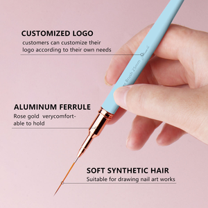 Juego de 5 Pinceles Profesionales para Decoración de Uñas, Diseño Ultrafino con Mango Azul Macaron, Personalizable con Logotipo, para Manicura y Pintura Artística - Product Image 4