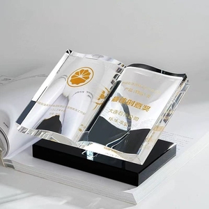 Prix de gros de trophée de forme de <span class=keywords><strong>livre</strong></span> d'ADL de haute qualité nouveau design pour des enseignants d'événements scolaires de l'usine d'artisanat en cristal - Product Image 1