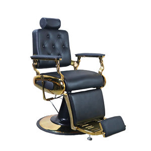 Chaise de barbier hydraulique inclinable rétro pour hommes en gros, chaise de barbier en cuir avec cadre en métal pour salon - Product Image 1