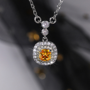 CAOSHI-collar cuadrado para mujer, puras de circonita colgante de cristal de piedras preciosas, Plata de lujo, color amarillo real - Product Image 1